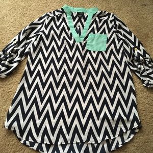 Black and white chevron blouse